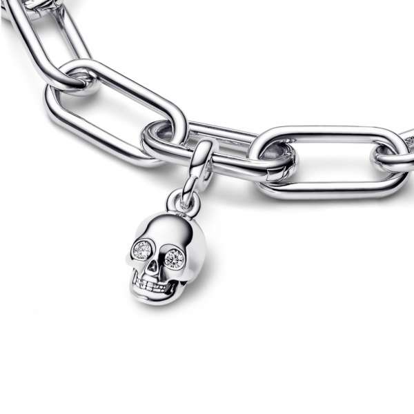 Skull sterling silver mini dangle with clear cubic zirconia 