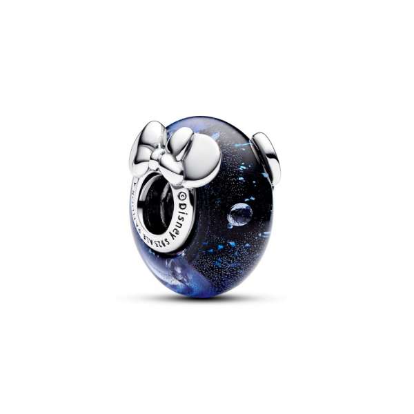 Disney Mickey Mouse & Minnie Mouse Blue Murano Glass Charm 