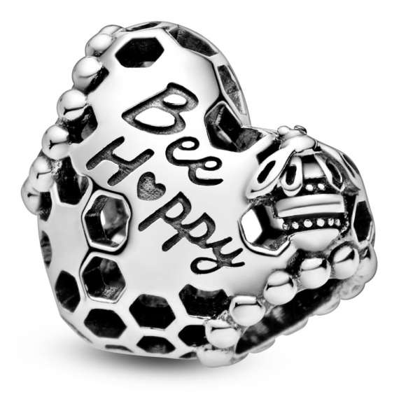 Bee Happy Honeycomb Heart Charm 