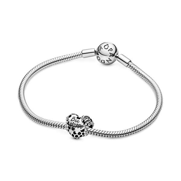 Bee Happy Honeycomb Heart Charm 