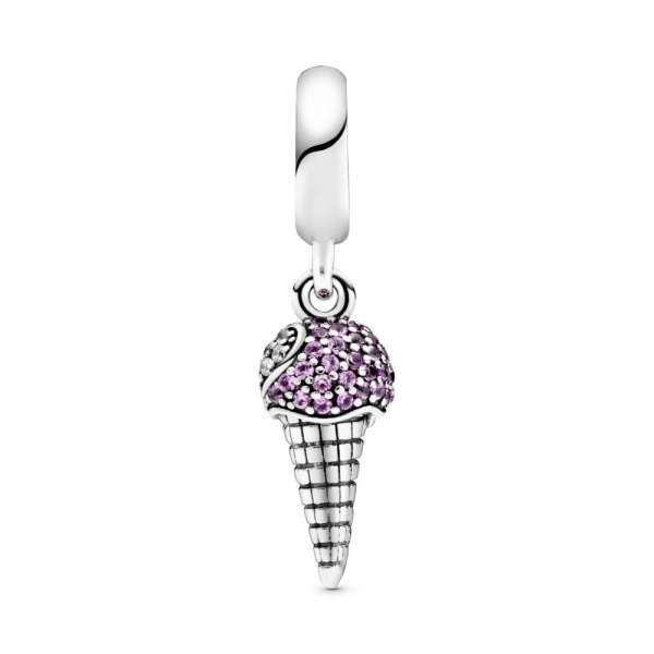 Pavé Ice Cream Cone Dangle Charm 