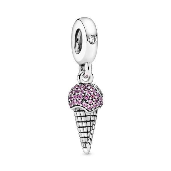 Pavé Ice Cream Cone Dangle Charm 