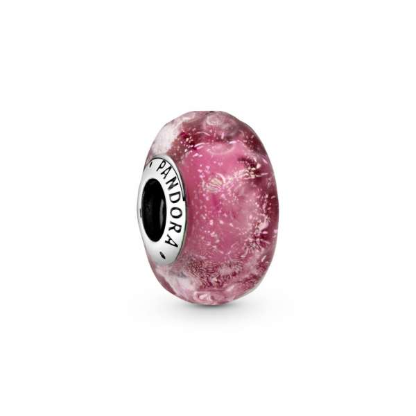 Wavy Fancy Pink Murano Glass Charm 