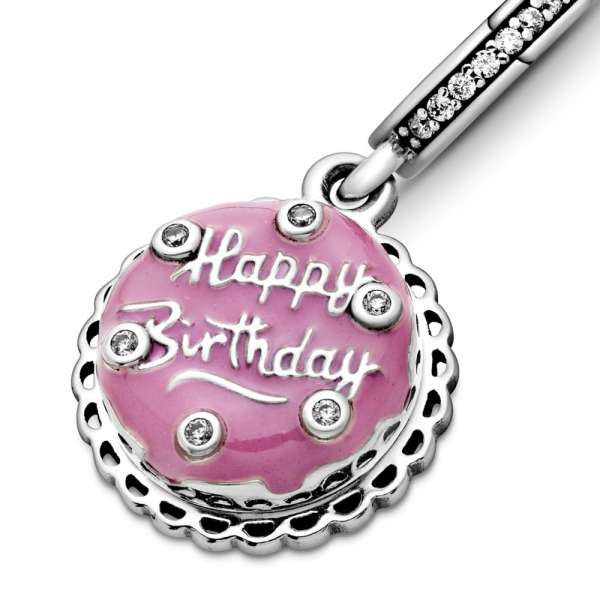 Pink Birthday Cake Dangle Charm 