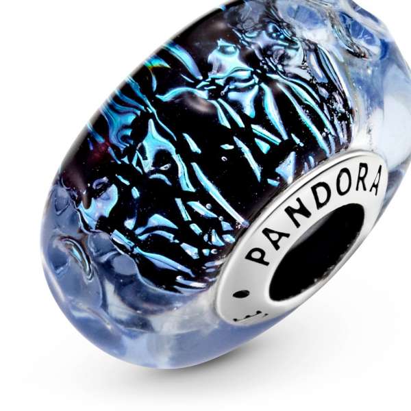 Wavy Dark Blue Murano Glass Ocean Charm 