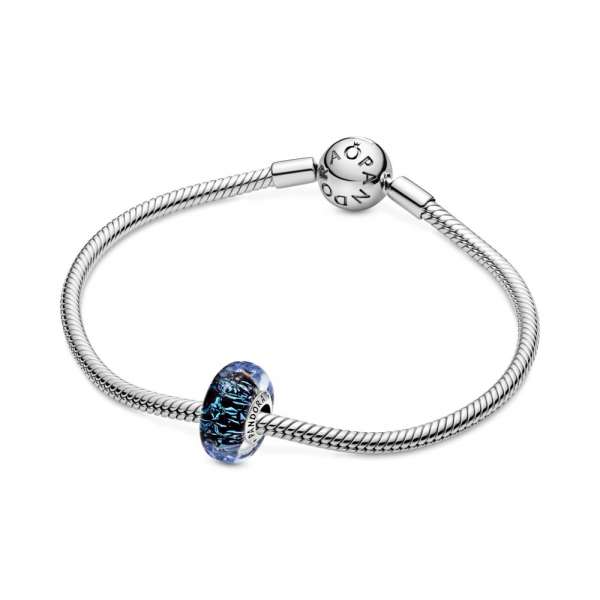 Wavy Dark Blue Murano Glass Ocean Charm 