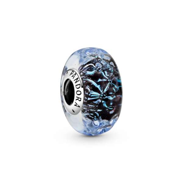 Wavy Dark Blue Murano Glass Ocean Charm 