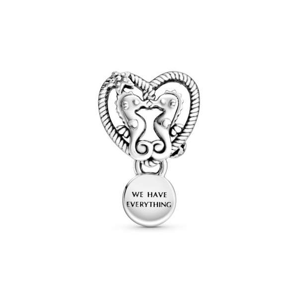Openwork Seahorses Heart Charm 
