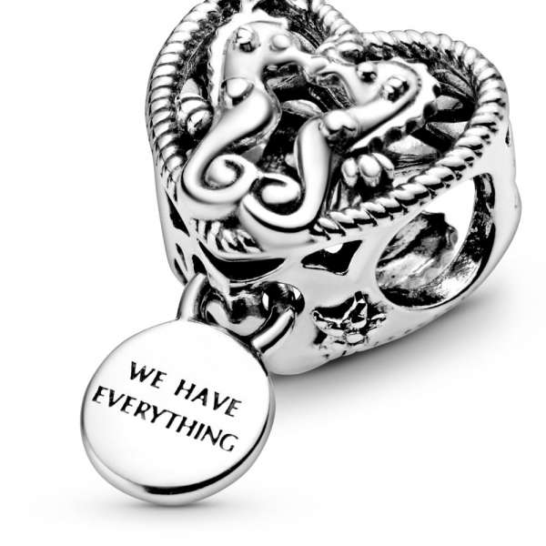 Openwork Seahorses Heart Charm 