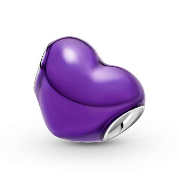 Metallic Purple Heart Charm 