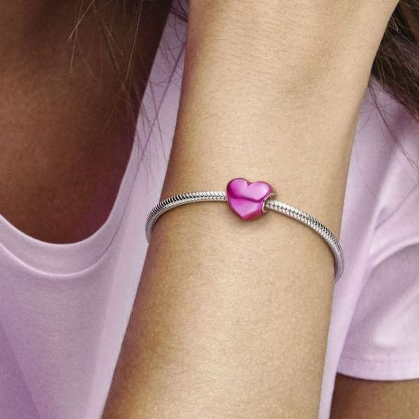 Metallic Pink Heart Charm 