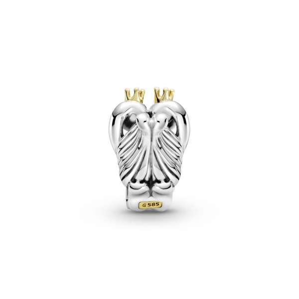 Two-tone Swans & Heart Charm 