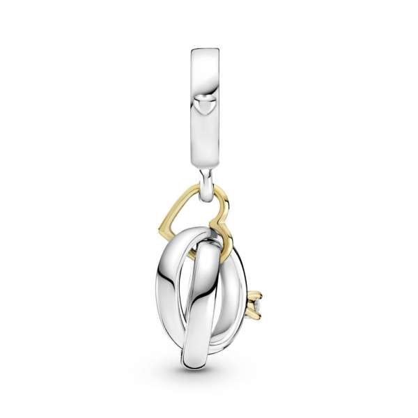 Two-tone Wedding Rings Dangle Charm 