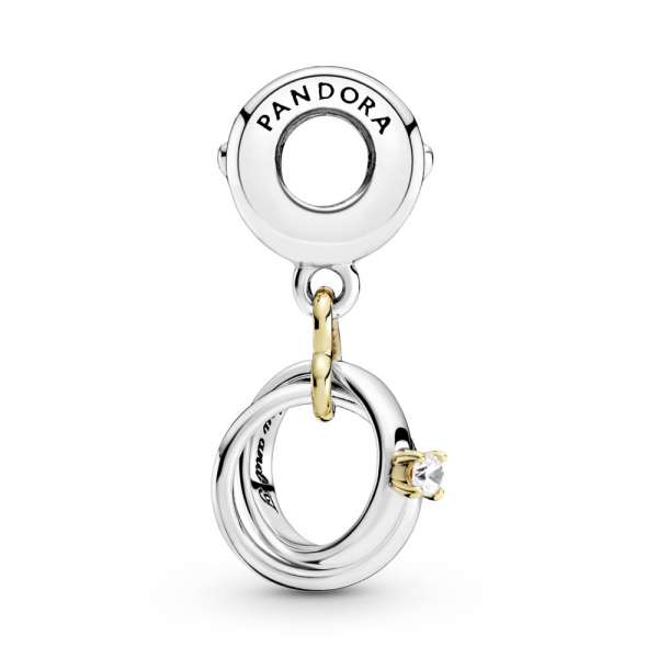 Two-tone Wedding Rings Dangle Charm 