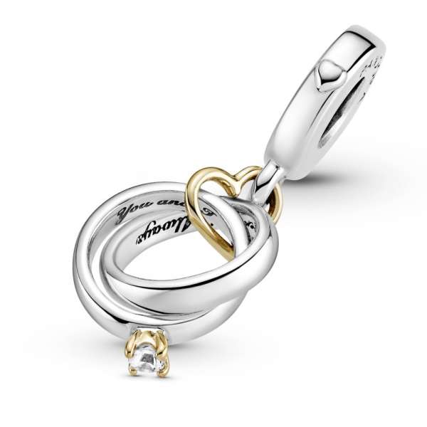 Two-tone Wedding Rings Dangle Charm 