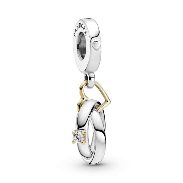 Two-tone Wedding Rings Dangle Charm 