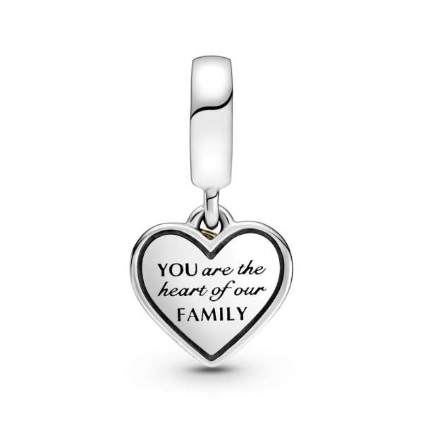 Two-tone Family Tree & Heart Dangle Charm 