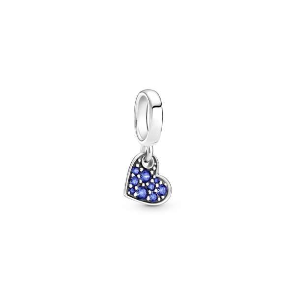 Stellar Blue Pavé Tilted Heart Dangle Charm 