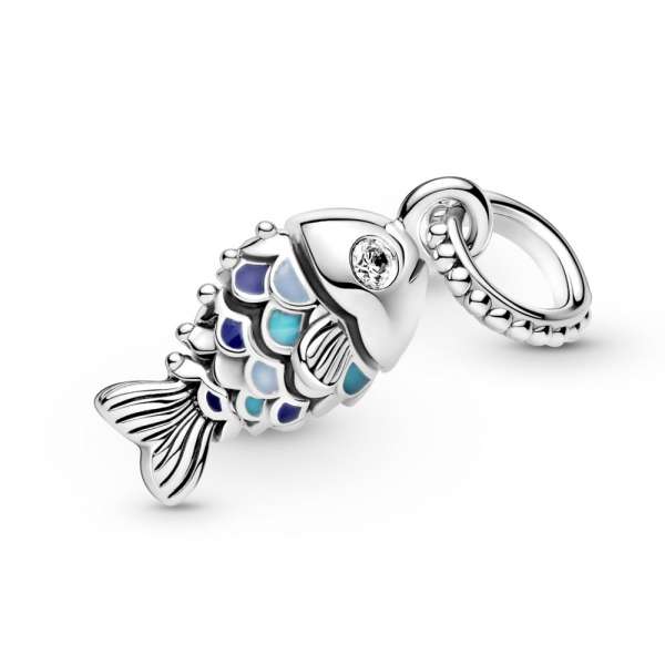 Blue Scaled Fish Dangle Charm 