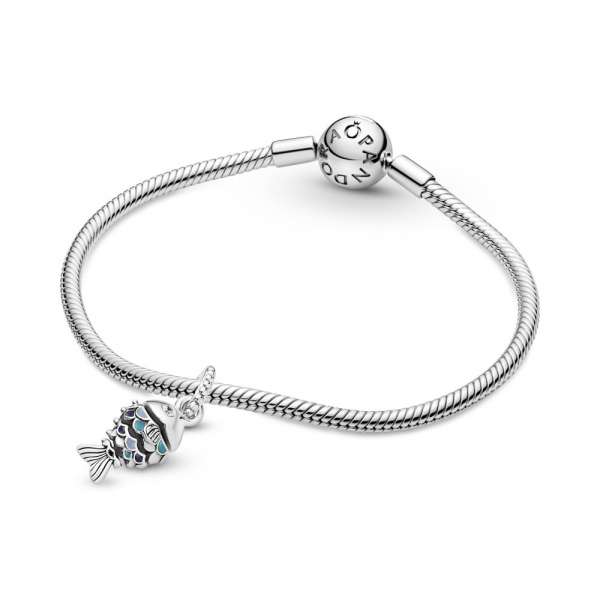 Blue Scaled Fish Dangle Charm 