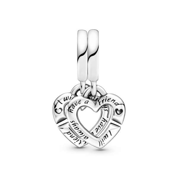 Linked Sister Hearts Split Dangle Charm 