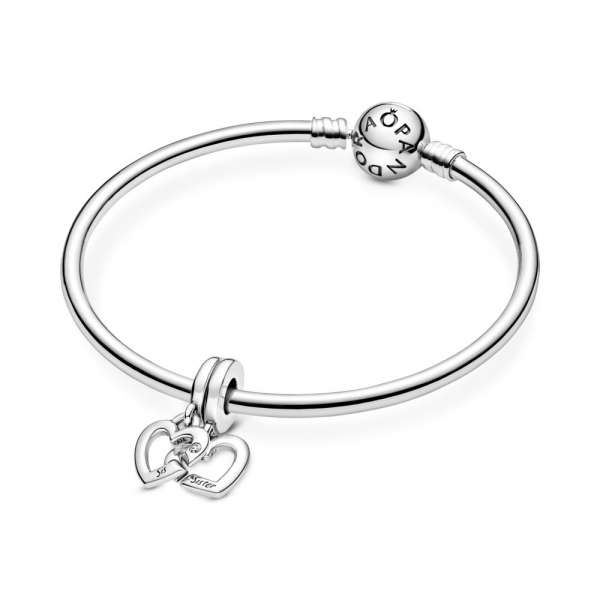 Linked Sister Hearts Split Dangle Charm 