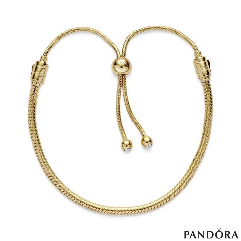Pandora 14к позлата Белегзија со Силиконски Подесувач на Големина