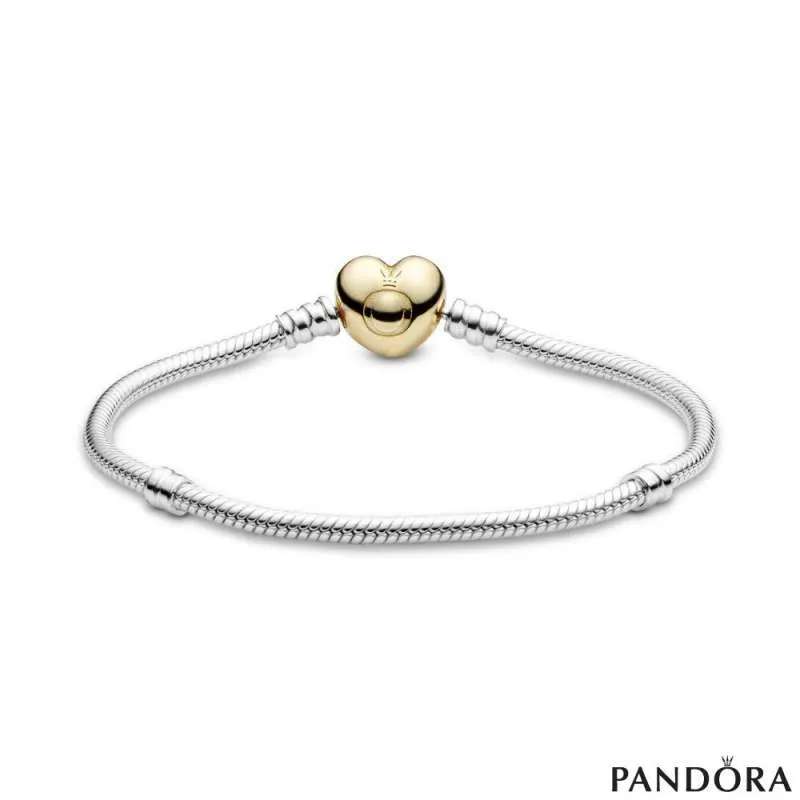 Pandora Moments Белегзија со змиска плетка и затворач во форма на срце