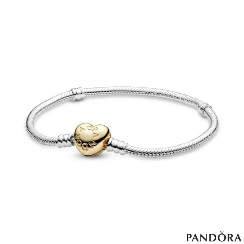 Pandora Moments Белегзија со змиска плетка и затворач во форма на срце