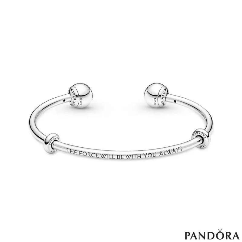 Bangle отворена белегзија Pandora Moments со лого на Star Wars™ светла и темна страна