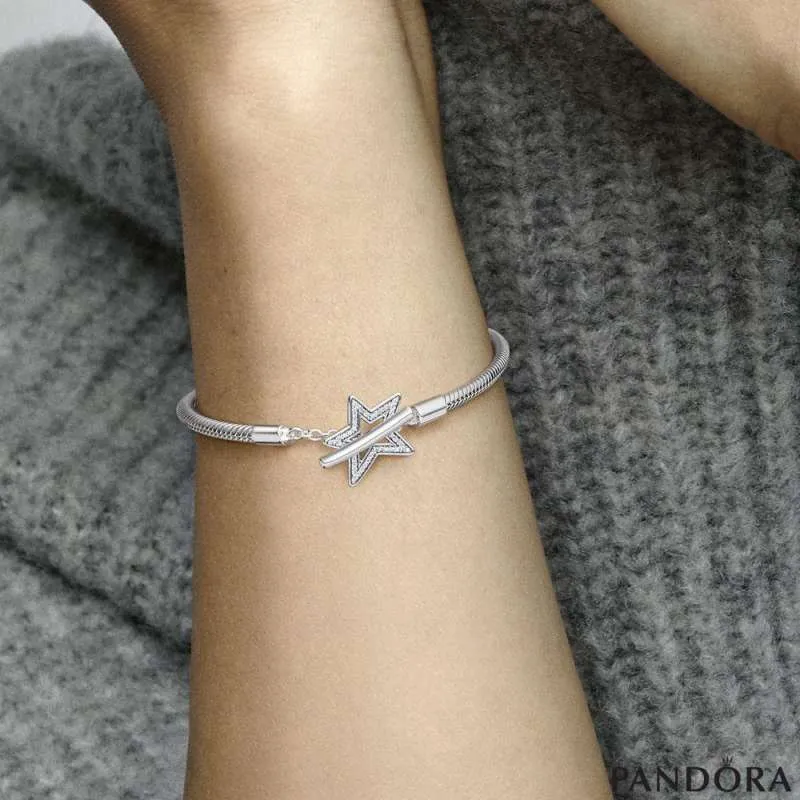 Белегзија Pandora Moments со змиска плетка со аиметрична ѕвезда