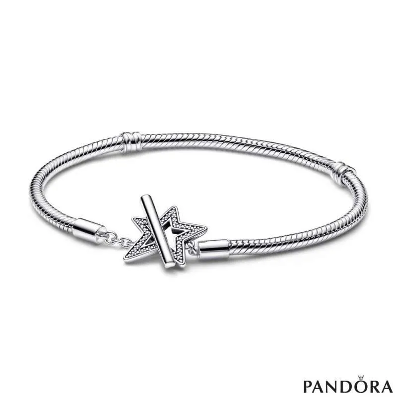 Белегзија Pandora Moments со змиска плетка со аиметрична ѕвезда