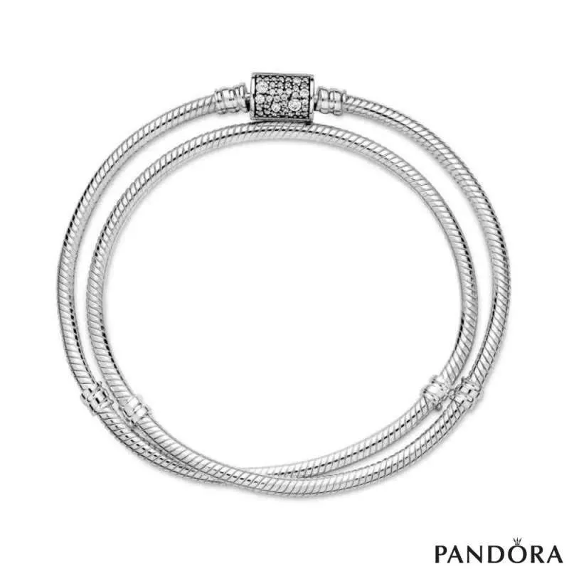 Двојна белегзија Pandora Moments со затворач буренце и змиска плетка