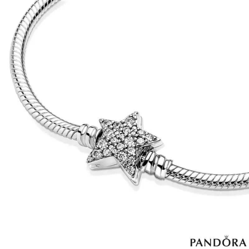 Белегзија Pandora Moments со змиска плетка и затворач со асиметрична ѕвезда