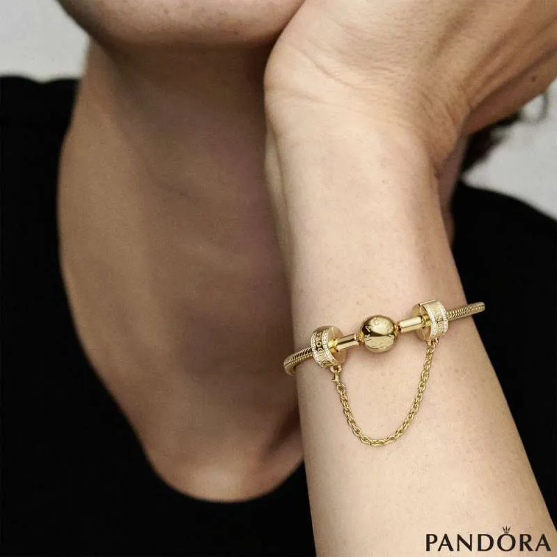 Безбедносно синџирче 14 к позлата Pandora лого
