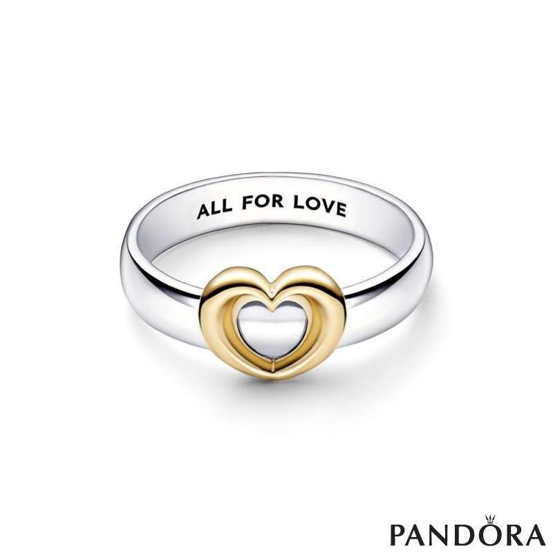 Heart sterling silver and 14k gold-plated ring 