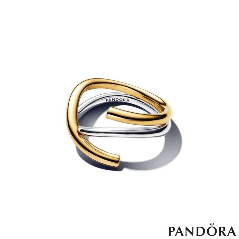 Organically Shaped Two-tone Double Ring