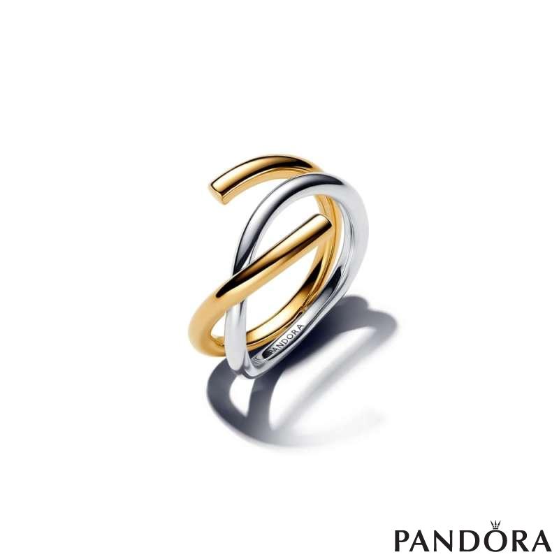 Organically Shaped Two-tone Double Ring