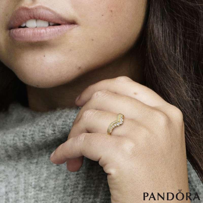 Pandora Shining Wishbone Ring 9 / 14K Gold-Plated