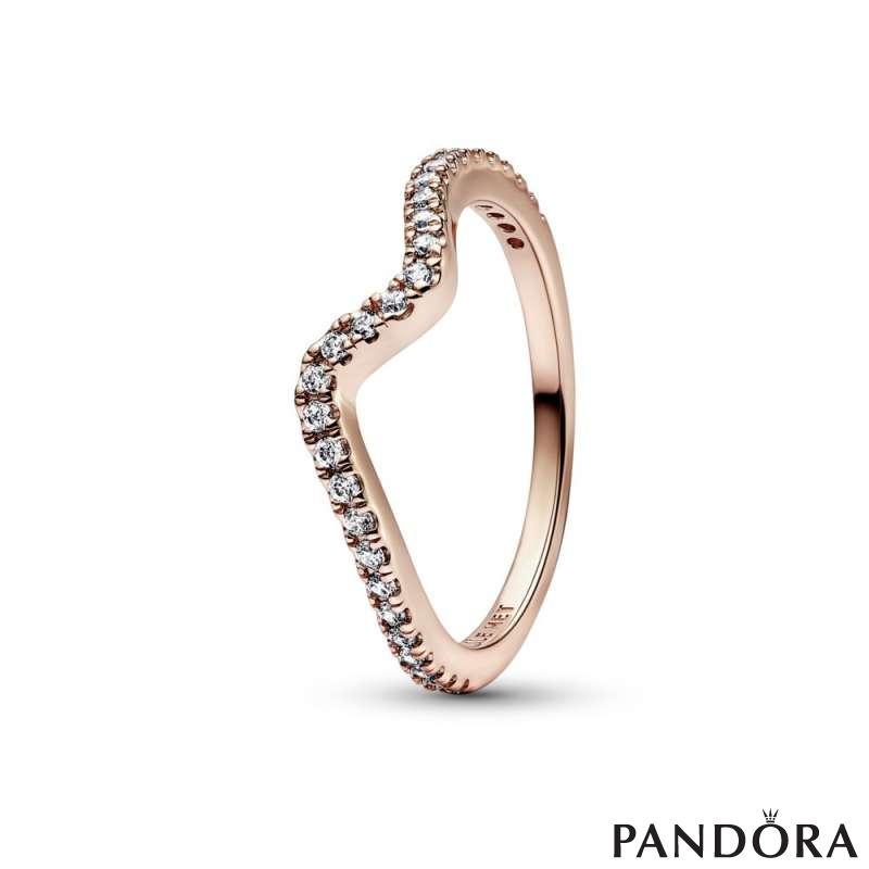 Wave 14k rose gold-plated ring with clear cubic zirconia 