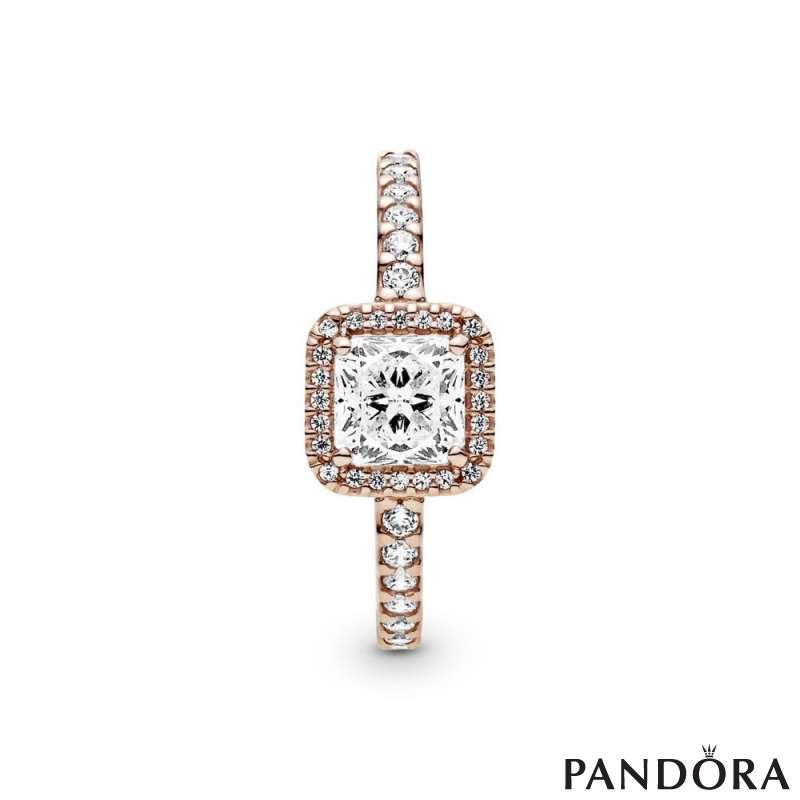 Square Sparkle Halo Ring