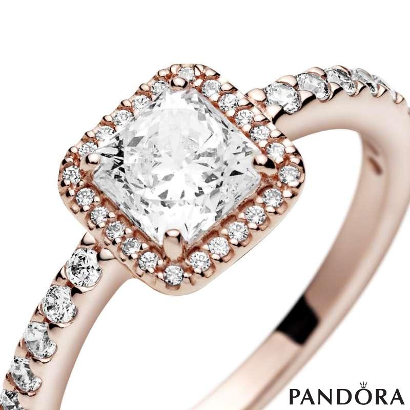 Square Sparkle Halo Ring