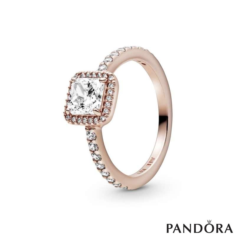 Square Sparkle Halo Ring