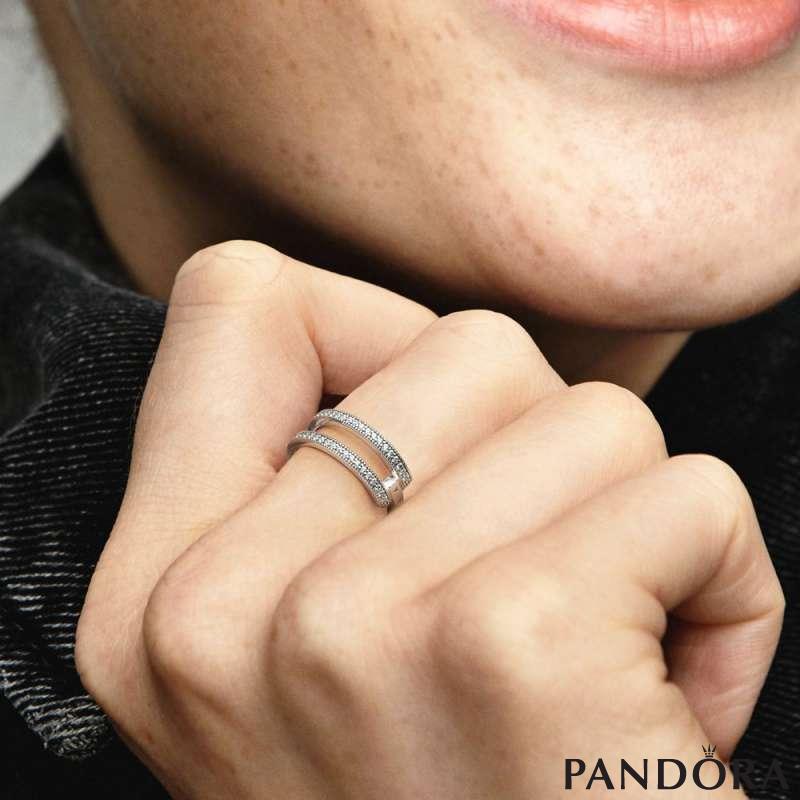 Прстен Pavé Pandora Signature Logo
