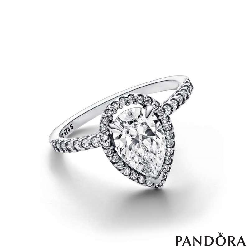 Sparkling Pear Halo Ring 