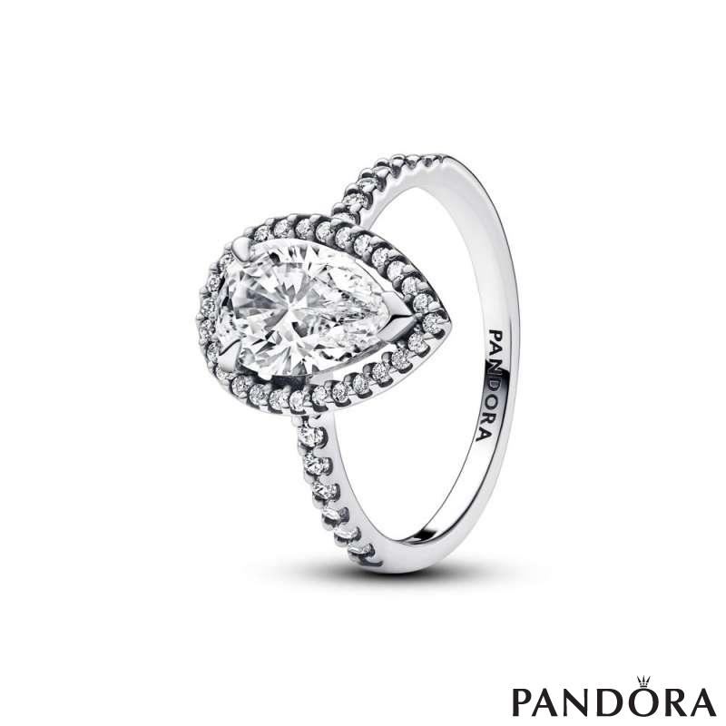 Sparkling Pear Halo Ring 