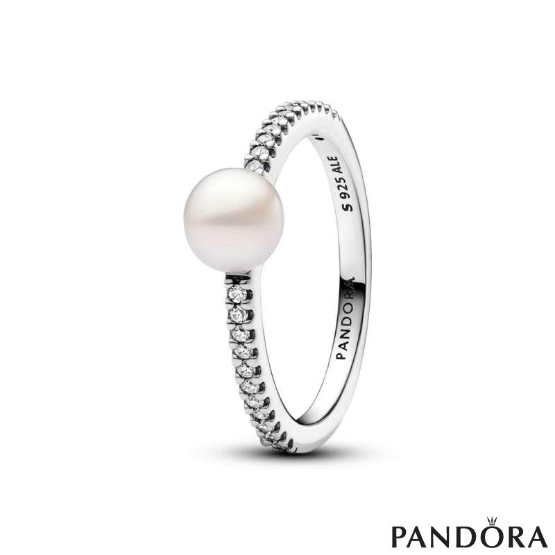 Treated Freshwater Cultured Pearl & Pavé Ring 
