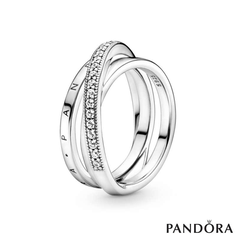 Crossover Pavé Triple Band Ring 