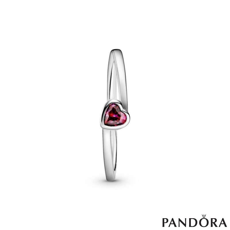 Red Tilted Heart Solitaire Ring PANDORA