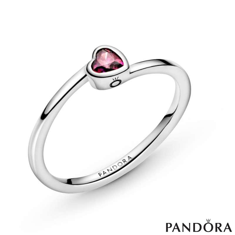 Red Tilted Heart Solitaire Ring PANDORA